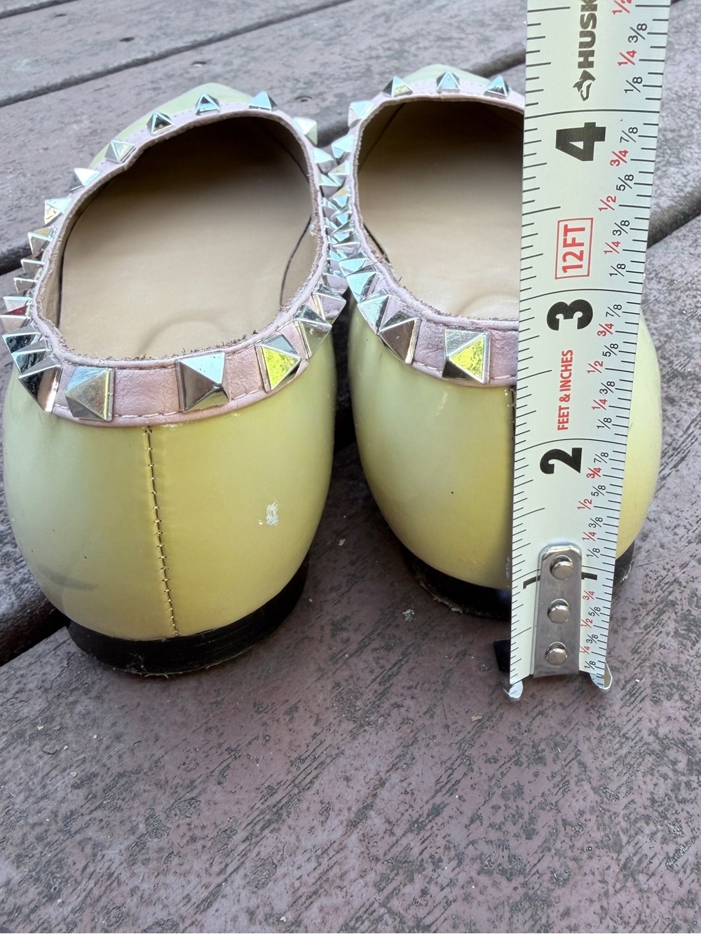 Valentino Garavani Rockstud Patent Leather Pointed Toe Ballet Flats EU 40 Nude - Picture 13 of 13